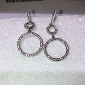 Sparkling Sterling Silver Prime Art Circle CZ gems Drop Earrings